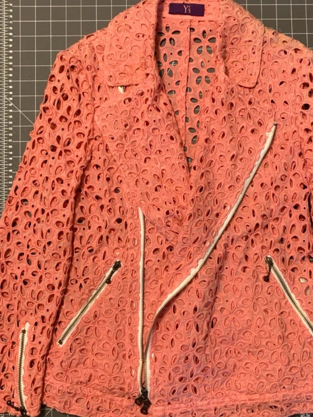 Vintage Y's Yohji Yamamoto Delicate Pink Sakura Lace Biker Jacket - S